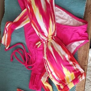 🌞 STUNNING Ralph Lauren Hot Pink Bandeau Two Piece Bikini 👙